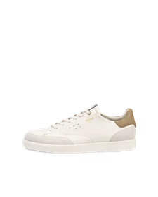 Men s ECCO Gruuv Leather Trainer White