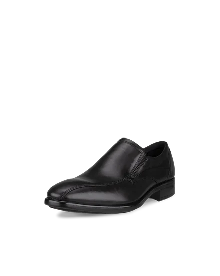 Men s ECCO Citytray Leather Slip On Dress Shoe Black