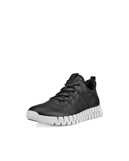 Men s ECCO Gruuv Leather Trainer Black