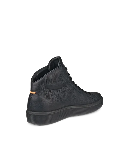 Men s ECCO Soft 60 Leather High Top Trainer Black
