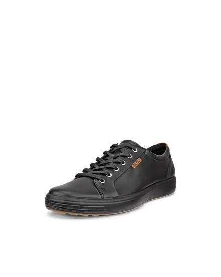 Men s ECCO Soft 7 Leather Trainer Black