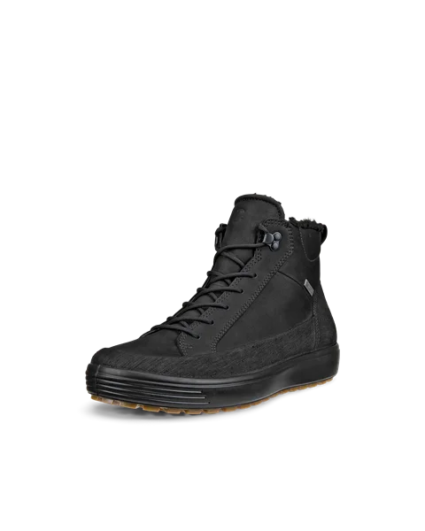 Men s ECCO Soft 7 Tred Leather Gore Tex Mid Cut Boot Black