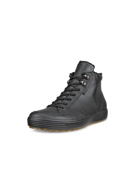 Men s ECCO Soft 7 Tred Leather Gore Tex Mid Cut Boot Black
