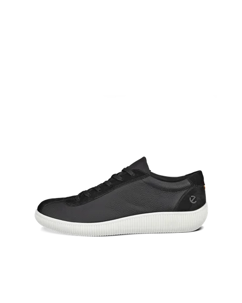 Men s ECCO Soft Zero Leather Trainer Black
