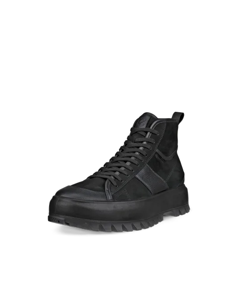 Men s ECCO Street Ace Rugged Nubuck Gore Tex High Top Trainer Black