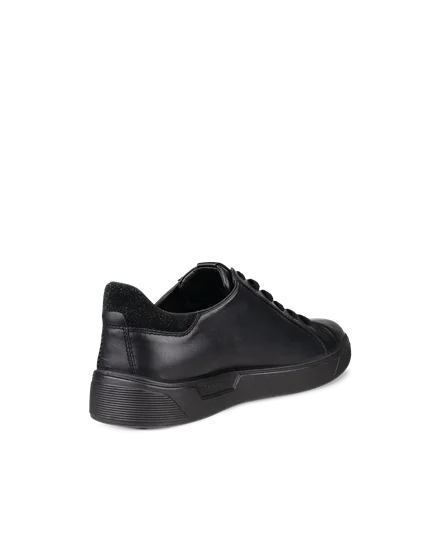 Men s ECCO Street Tray Leather Gore Tex Trainer Black