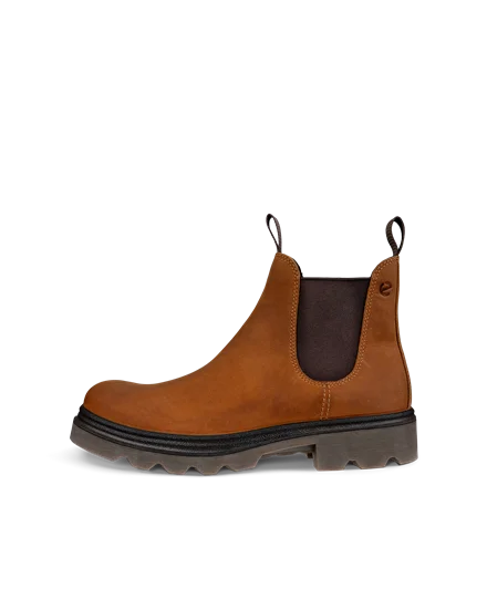 Men s ECCO Grainer Nubuck Chelsea Boot Brown