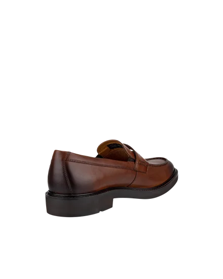 Men s ECCO Metropole London Leather Moc Toe Shoe Brown