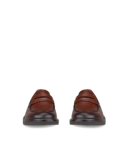 Men s ECCO Metropole London Leather Moc Toe Shoe Brown