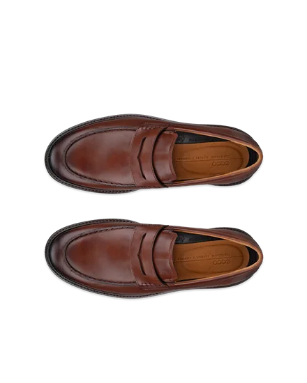 Men s ECCO Metropole London Leather Moc Toe Shoe Brown