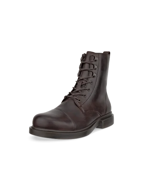 Men s ECCO Metropole Seoul Leather Mid Cut Boot Brown