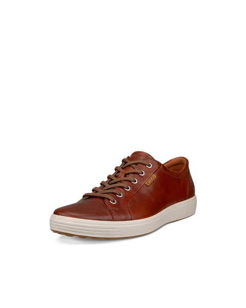 Men s ECCO Soft 7 Leather Trainer Brown