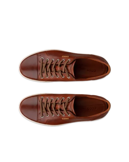 Men s ECCO Soft 7 Leather Trainer Brown