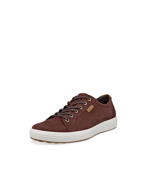 Men s ECCO Soft 7 Nubuck Trainer Brown