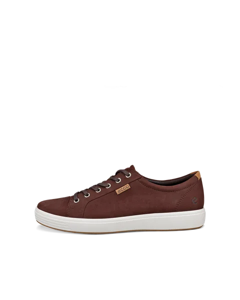 Men s ECCO Soft 7 Nubuck Trainer Brown