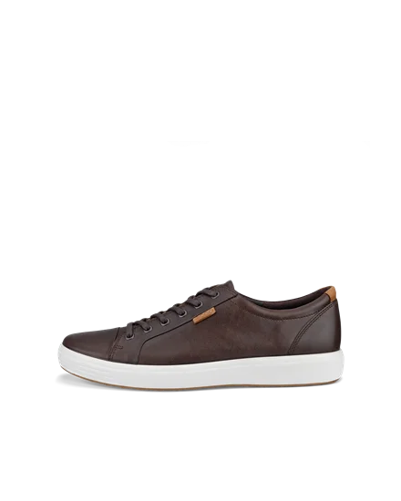 Men s ECCO Soft 7 Leather Trainer Brown