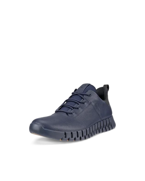 Men s ECCO Gruuv Leather Gore Tex Trainer Blue