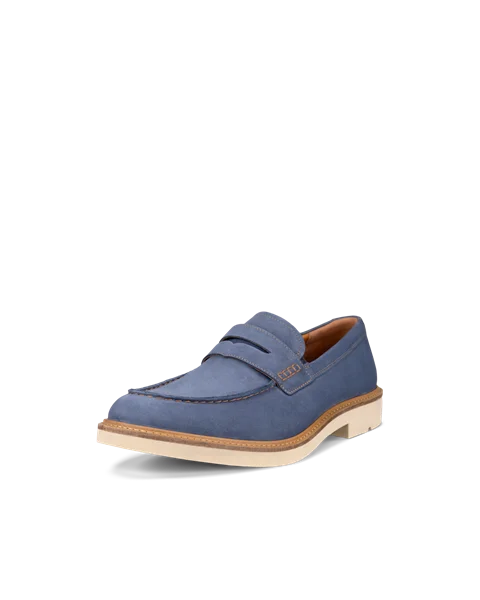 Men s ECCO Metropole London Nubuck Moc Toe Shoe Blue