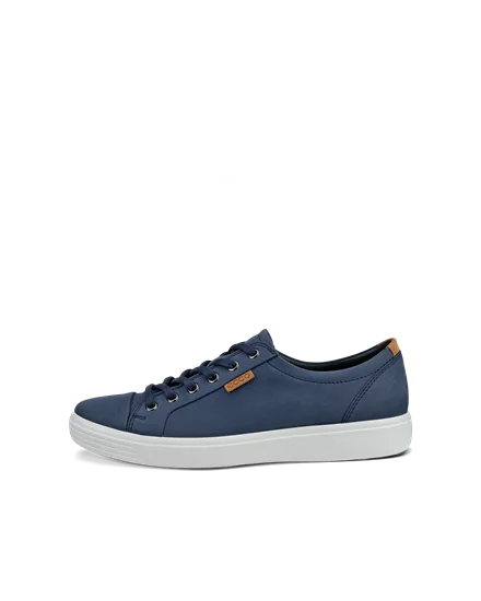 Men s ECCO Soft 7 Nubuck Trainer Blue