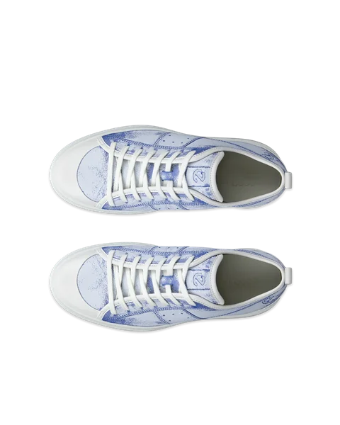 Men s ECCO Street Ace Leather Trainer Blue