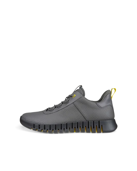 Men s ECCO Gruuv Leather Trainer Grey