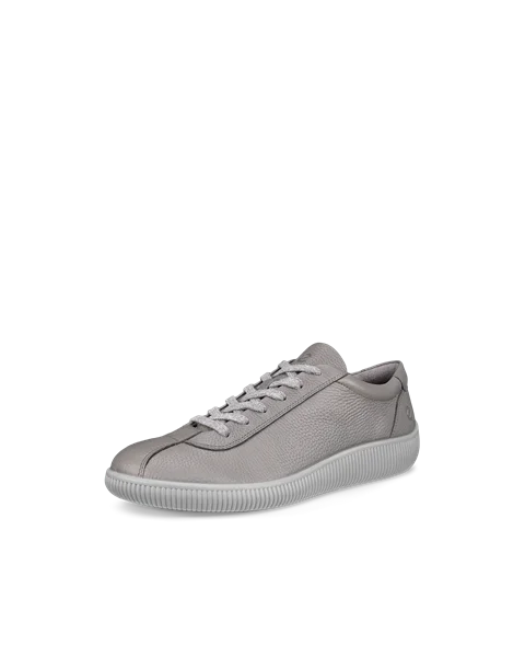 Men s ECCO Soft Zero Leather Trainer Grey
