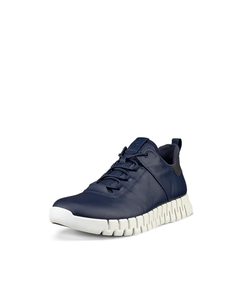 Men s ECCO Gruuv Leather Trainer Navy