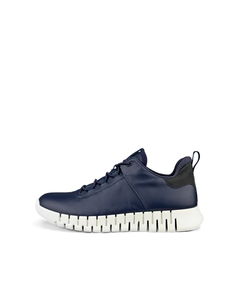Men s ECCO Gruuv Leather Trainer Navy