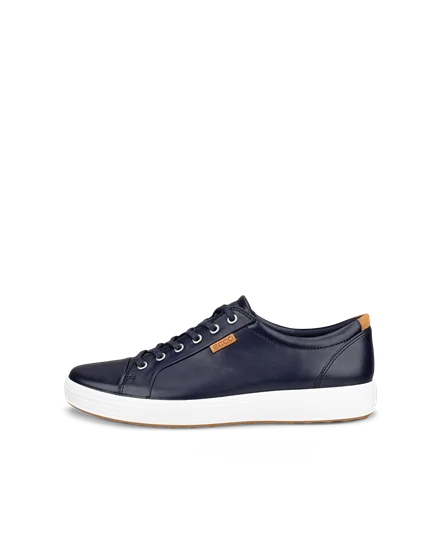 Men s ECCO Soft 7 Leather Trainer Navy