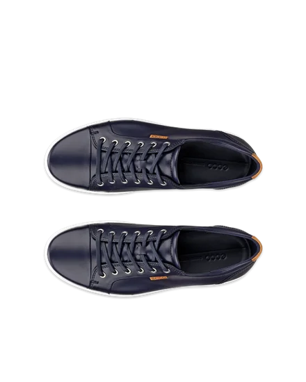 Men s ECCO Soft 7 Leather Trainer Navy