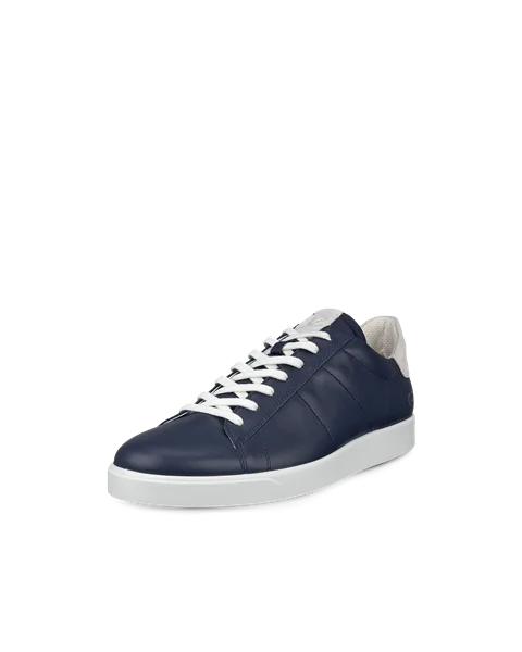 Men s ECCO Street Lite Leather Trainer Navy