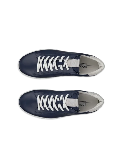 Men s ECCO Street Lite Leather Trainer Navy