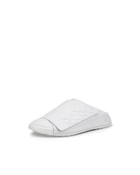 Men s ECCO Cozmo Leather Mule Sandal White