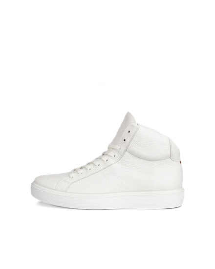 Men s ECCO Soft 60 Leather High Top Trainer White
