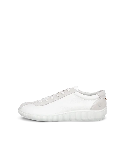 Men s ECCO Soft Zero Leather Trainer White