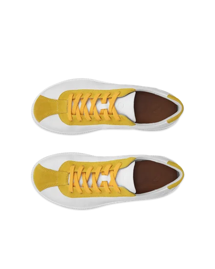 Men s ECCO Soft Zero Leather Trainer White