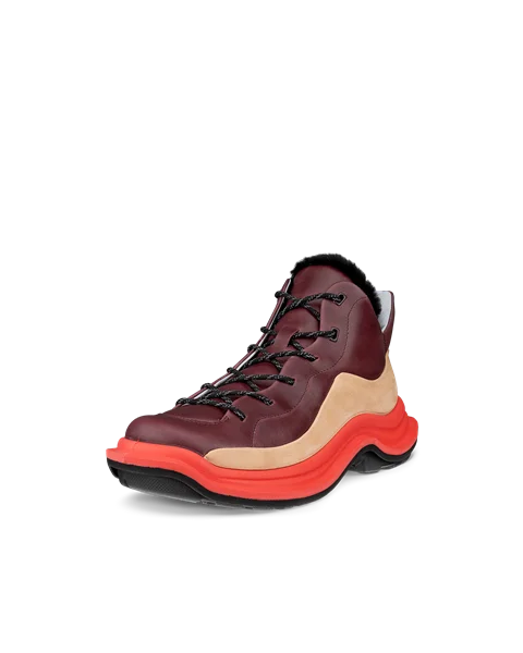 Women s ECCO Offroad Leather Lace Up Boot Red