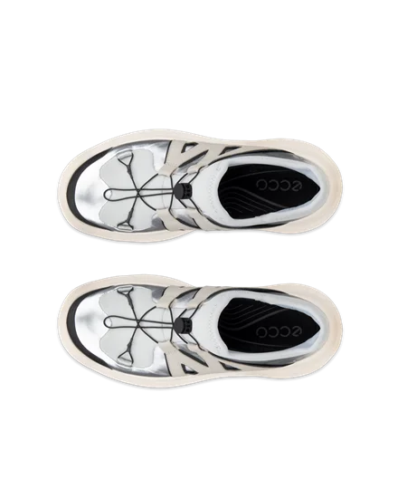 Women s ECCO Offroad Leather Trainer Silver
