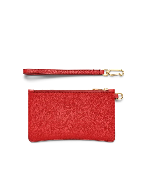 ECCO Wristlet Leather Pouch Bag Red